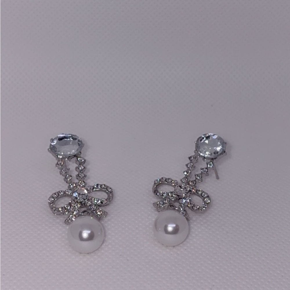Dazzling Silver and White Pearl Drop Earrings